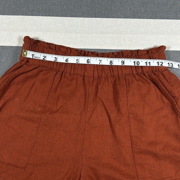 Abercrombie & Fitch Womens High Waist Linen Shorts Rust Orange Small Boho Summer - Picture 5 of 10